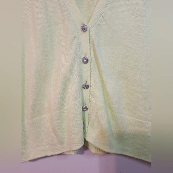 Aeropostale XS lime green knit sparkly button-up longsleeve soft cardigan - Picture 2 of 7